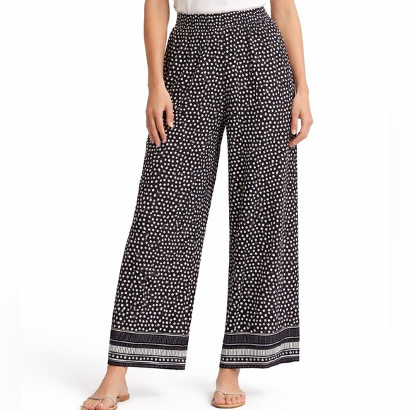 Max Studio Pants - Max Studio Black and White Patterned Wide-Leg Pants